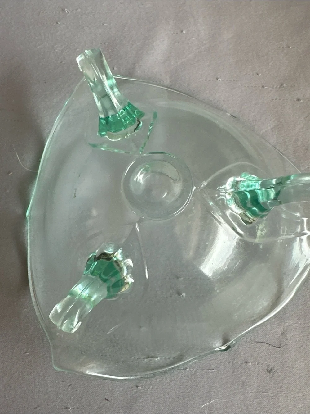 Mint Green Scalloped Glass Decorative Bowl. Vintage Elegant Lancaster Green Depr